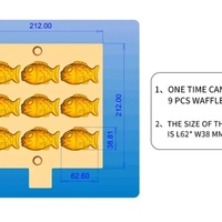 Gaufrier professionnel multifonction en acier inoxydable en forme de poisson, haute productivité, thermostat réglable, couleur argent