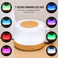 Diffuseur d'huiles essentielles ultrasonique à grande capacité, grain de bois blanc, humidificateur aromatique, 7 couleurs LED, brume silencieuse, minuterie