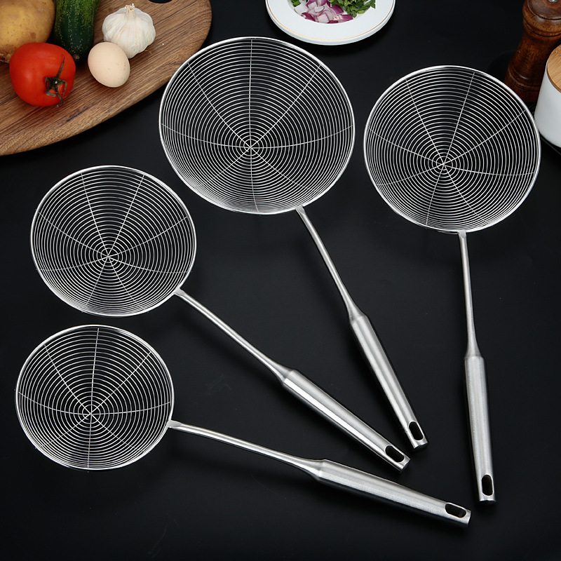 201 Stainless Steel Kitchen Colander for Home Use Hot Pot Fried Oil Grid Filter Net Leakproof Noodles Dumpling Line Leakproof
