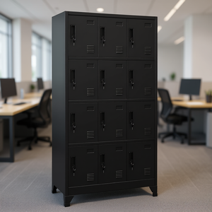 Armario Metálico Negro de Acero, 35.4x17.7x70.9 Pulgadas, Unidad de Almacenamiento Resistente para Garaje u Oficina - Product Image 2