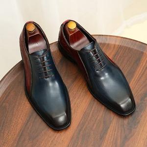 New Luxury Casual Genuine Leather <b>Lace</b>-Up Platform <b>Elastic</b> Band Men's Shoes Trendy Retro Fashionable - Product Image 2