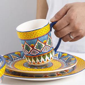 Venta directa Taza de bebida de cerámica de gran capacidad de estilo americano Taza de jugo/leche para el hogar Taza de café con personalidad de color bajo vidriado - Product Image 3