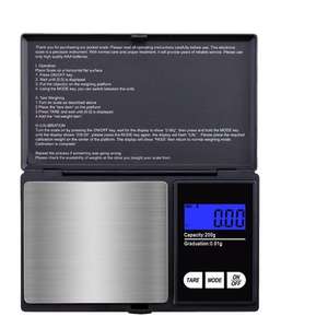 मिनी एलईडी डिजिटल इलेक्ट्रॉनिक स्केल वाइट ग्राम इलेक्ट्रॉनिक डिजिटल पॉकेट स्केल 200 ग्राम/0.01 ग्राम पॉकेट साइज एलसीडी बैकलिट डिस्प्ले - Product Image 4