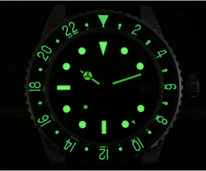 <span class=keywords><strong>San</strong></span> <span class=keywords><strong>Martin</strong></span> SN0134 40mm NH34 Retro Gradient Color Dial Hombres GMT Reloj Automático Mecánico Zafiro Bisel 20Bar C3 Verde - Product Image 5