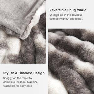 Plaid en fausse fourrure de lapin douce et moelleuse, double face, tie-dye <span class=keywords><strong>rose</strong></span>, tricoté, pour lit, confort et décoration intérieure hivernale - Product Image 4
