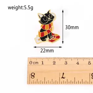 Shmik Zauberer Schal Cartoon Katze Emaille Metall Lustige Anstecknadeln Broschen Abzeichen Rucksack Kleidung Zubehör Schmuck Geschenk für Kinder - Product Image 2