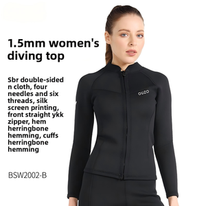 Combinaison de plongée <span class=keywords><strong>Ouzo</strong></span> 1,5 mm pour femme, manches longues et pantalon long, résistante au froid, chaude, anti-UV, pour le surf et la plongée - Product Image 2