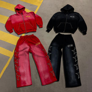 Set di felpe con cappuccio e pantaloni sportivi con strass e strass grafico personalizzato - Product Image 4