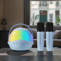 Mini haut-parleur karaoké familial portable avec WiFi, 2 lumières LED RGB, microphones sans fil pour cadeaux d'anniversaire pour filles, compatibilité carte TF