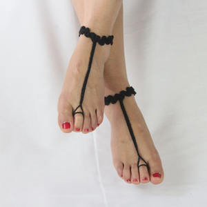 เครื่องประดับเท้าถักโครเชต์ผ้าฝ้ายสำหรับงานปาร์ตี้ฤดูร้อน ดีไซน์ใหม่สำหรับผู้หญิง รองเท้าข้อเท้าแบบสวมสำหรับเจ้าสาว ชายหาด และสาวๆ - Product Image 1