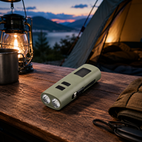 Linterna LED Recargable Z818 Verde ABS con Banco de Energía Integrado USB/Tipo-C, Resistente al Agua IP44, 400 Lúmenes, Modo Alto/Bajo/Flash/Rojo, para Camping