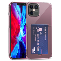 Portefeuille en plastique antidérapant avec porte-cartes, pour iphone 12, étui résistant aux chocs en tpu