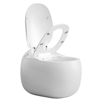 WC intelligent en céramique en forme d'œuf avec capteur de pied à détection automatique, chasse d'eau S-Trap, design moderne à poser au sol, siège chauffant inclus