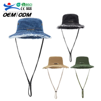Chapeau Bob de Pêcheur Unisexe d'Extérieur en Coton Denim Multicolore à Grand Bord Haute Qualité RongGuang