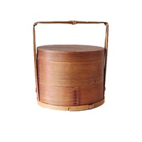 Boîte à lunch en bois de conception circulaire de qualité supérieure Récipient alimentaire écologique avec poignée en bois confortable largement utilisé