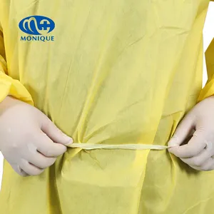 Waterproof Surgery With Knitted Cuff Isolation Ppe En14126 Non Woven Yellow Aami Level 3 Medical Disposable Surgical Gown
