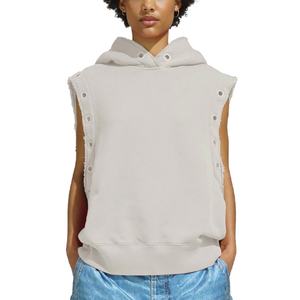 Sudadera con Capucha Negra sin Mangas de Diseño Personalizado para Mujer, de Lujo, Corte Holgado, Hombros Caídos, de Algodón French Terry, Estilo Oversize Streetwear - Product Image 6