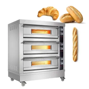 Oven gas roti, kualitas baik, 1 dek 2 nampan listrik, gas roti pizza, daging, oven panggang, mesin oven roti