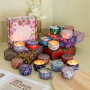 Luxury Logo Print Private Label Custom Home Decoration Soy Wax Flower Scented Candles With Lid