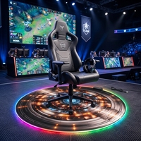 Tapis de chaise de jeu RGB circulaire, tapis de chaise de jeu pour sols en bois dur, tapis de chaise de jeu avec lumières LED