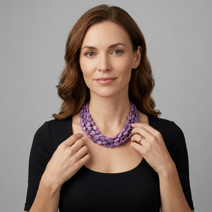 Purple <b>Resin</b> <b>Craft</b> Beaded Necklace Irregular Shape Fashion Statement Jewelry Handmade Accessory - Product Image 1