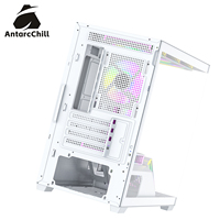 AntarcChill White Mid Tower Gaming Case Panoramic Side Panel MicroATX Support 360mm Liquid Cooling USB3.0 Ports Steel