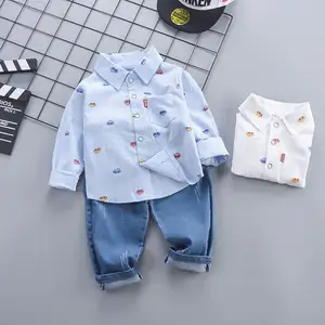 2023 ultimo Design moda abbigliamento per bambini all'ingrosso set di vestiti per ragazzi camicia a maniche lunghe + pantaloni set di vestiti per neonati