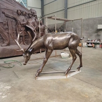 Vente chaude Bronze vieilli cerf Statue grandeur nature jardin parc extérieur décoratif fer Animal Sculpture impression personnalisée