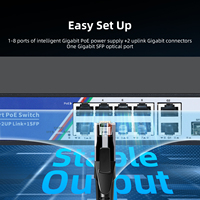 Commutateur PoE Gigabit non géré Tshield 8+2+1 ports 10/100/1000 Mbps 20 Gbit/s 8 PoE Plus 2 Uplink Plus 1 SFP pour rack ou bureau en stock