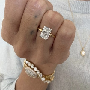 ANSTER personalizado 18K oro sólido corte ovalado Color 3ct 6ct 8ct IGI Lab Grown Diamond <span class=keywords><strong>Ring</strong></span> VVS2 Lab diamante anillo de compromiso Mujer - Product Image 3