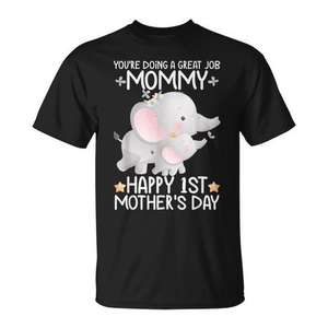T-shirt Happy Mother's Day Elephant à manches courtes et col rond, unisexe, pour adulte, impression numérique, cadeau de remerciement - Product Image 1