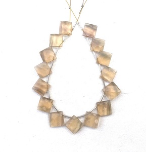 Cuentas de piedras preciosas de fluorita marrón de 1 hebra de alta calidad, Briolette de forma cuadrada Natural para fabricación de joyas hechas a mano - Product Image 1