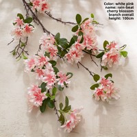 Branche de cerisier artificielle effet pluie, style INS, tige florale moulée par injection pour vase de maison et décoration de mariage