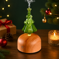 Diffuseur d'arômes en verre avec base en bois et logo personnalisé, humidificateur ultrasonique à huiles essentielles pour la maison, le bureau, le spa, la chambre à coucher, cadeau de vacances