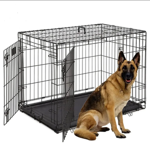 Cage à <span class=keywords><strong>chien</strong></span> pliable de luxe plateau en plastique de fil d'acier de fer respirant Style Simple carré motif Animal pour chats boîte de transport - Product Image 1
