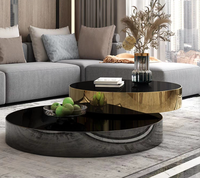 Table basse ronde rotative de luxe moderne pour la maison, table à thé rétractable simple pour appartement ou salon