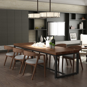 Mesa de Comedor Americana de Madera Maciza, Mesa de Restaurante Sencilla, Combinación de Mesa y Sillas de Comedor de Hierro Antiguo - Product Image 4