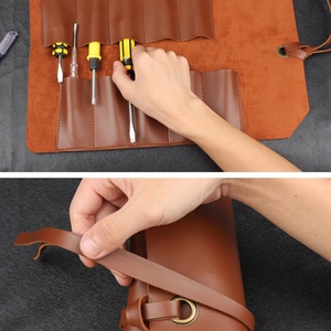 Big Portable Leather Workshop Storage Woodworking <b>Tools</b> Organizer Durable Shockproof Anti-Dust <b>Roll</b> Bag Custom Logo Easy Carry - Product Image 3