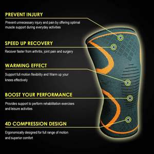 Genouillère de sport respirante et élastique en nylon épais et léger, genouillère de compression pour le basketball, support de genou, protection, attelle à ressort - Product Image 4