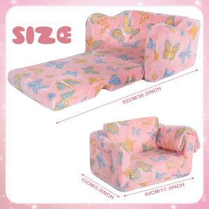 Kids Sofa Pink Velvet Foldable High-Density Foam <b>Seat</b> For Girl Reading <b>Corner</b> 3 Years And Above - Product Image 2
