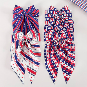 Pinza para el pelo con lazo y estampado de la bandera patriótica de EE. UU., 16 cm, ligera, accesorio de moda para mujer para el Día de la Independencia - Product Image 4