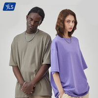 T-shirt imprimé pour homme YLS, grande taille, première qualité, 100% coton, 230 GSM, épaules tombantes, uni, surdimensionné