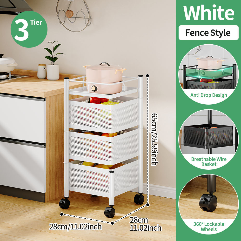 Cesta cuadrada blanca de 3 niveles