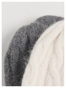 New Arrival Autumn Winter Knitted Beanie <b>Rabbit</b> Fur and Acrylic Solid Color Casual Braided Beanie - Product Image 6