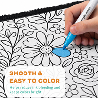 Couverture florale monochrome Daisy Rose Doodle avec motif à remplir, disponible en ODM, idéale pour studio d'artisanat, méditation ou comme cadeau.