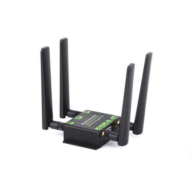 5G M.2 to Gigabit Ethernet Converter, 5G M.2 to USB3.1, Aluminum Alloy Case, Wall-Mount Support, Quad Antennas
