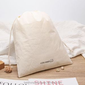 Sacs en toile de coton en gros avec cordon de serrage pour chaussures, sacs cadeaux, sacs à main personnalisés, housses anti-poussière avec impression de logo - Product Image 2