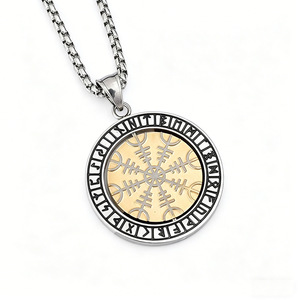 yunnique Vintage Nordic Viking Stainless Steel Pendant Rune <b>Compass</b> 360 Degree Rotating Unisex Necklace Gift - Product Image 1