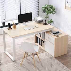 Escritorio de PC Nórdico en Forma de L, Grande <span class=keywords><strong>y</strong></span> Económico, para Estudio, Juegos, Montado en la Pared, para el Hogar, con Sillas Comerciales - Product Image 5