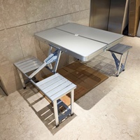 Table et chaises intégrées en alliage d'aluminium, table et chaises de pique-nique portables pour l'extérieur